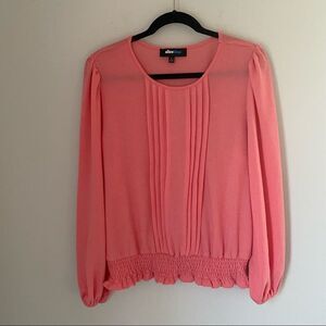 Alice Blue Long Sleeve Waffle Knit Scoop Neck Pink Top